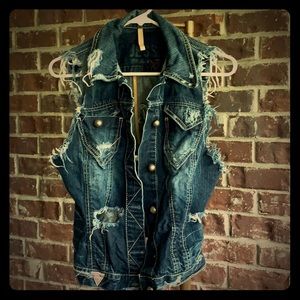 Guess ripped denim vest